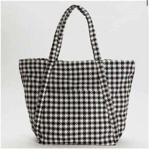 BAGGU Black and White Pixel Gingham RARE Travel Cloud Bag
